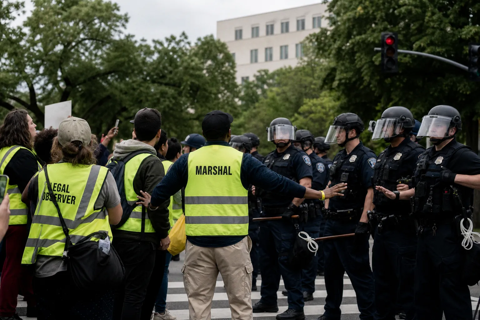 Train protest marshals to de-escalate police interactions